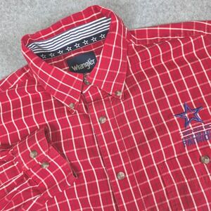 Wrangler‎ National Patriot Long Sleeve Shirt Mens Size XXL Red Plaid Button Down